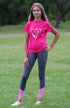 Youth Performance Riding Tights - Grey with Pink Houndstooth